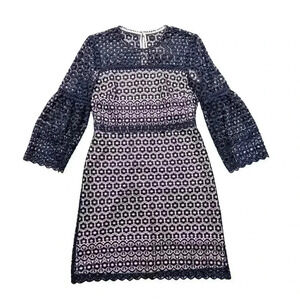 J. Crew Black Label Black Lace Bell Sleeve Mini Dress NWT Size 00